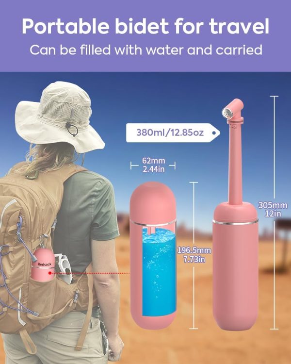 Portable Bidet for Travel Women Men, Manual Handheld Water Storage 380ml - Image 2