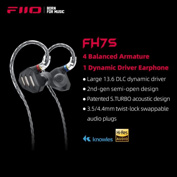 FIIO FH7S in-Ear Earphones High-Performance 1DD+4BA Hybrid Technology IEM - Image 2