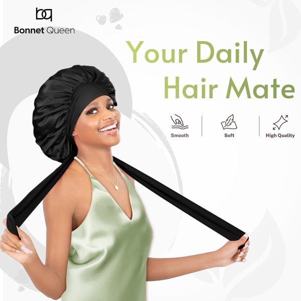 BONNET QUEEN Silk Bonnet for sleeping Women Satin bonnet Hair Bonnet Night - Image 2