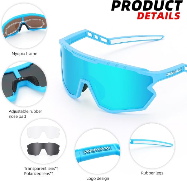 Polarized Cycling glasses Sports Sunglasses for Men Women Outdoor softball - Image 3