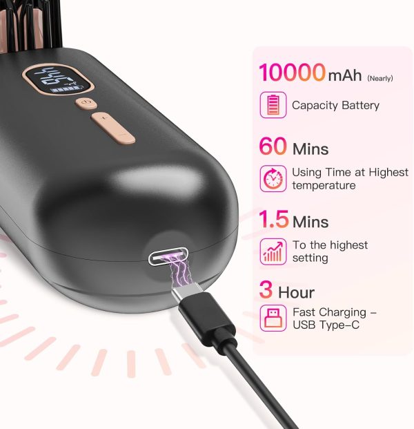 Cordless Hair Straightener Brush, iTayga Upgraded Portable Hair - Image 2