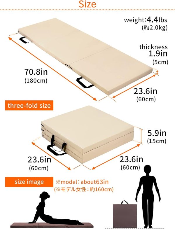 Gymnastics Mat Folding Stretch Mats 71"x24"x2" Exercise Muscle Training - Image 6