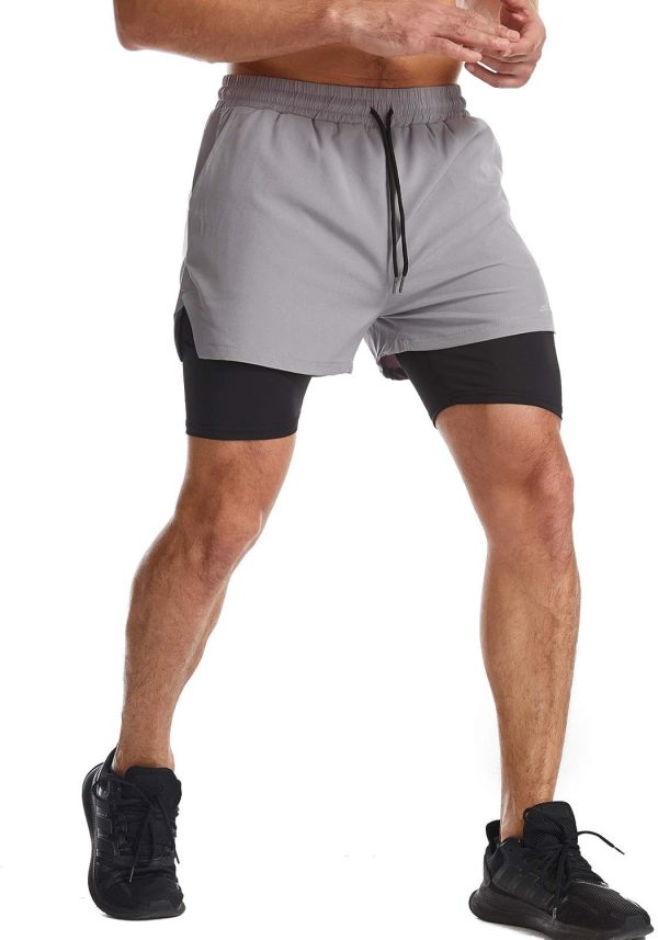 Surenow Mens 2 in 1 Running Shorts Quick Dry Athletic Shorts with Liner, - Image 6