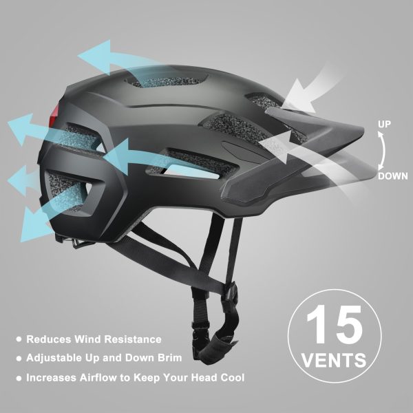 Bike Helmet, Mountain Bike Helmets for Men and Women, Front and Back LED - Image 3