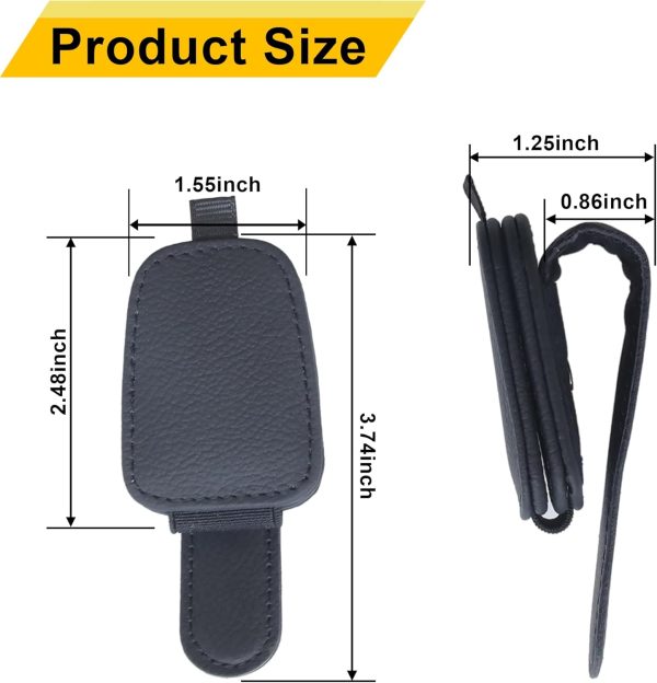 Yuoyar 2 Packs Sunglasses Holders for Car Visor - Magnetic Leather - Image 7
