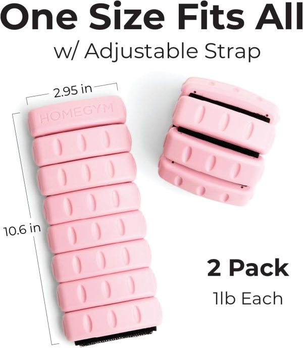 Home Gym Weights for Women - Pink - Set of 2 (1lb), Adjustable Wearable - Image 2