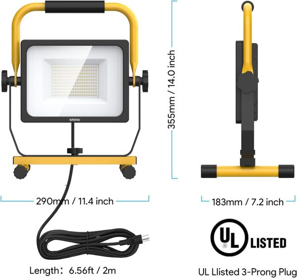 shinic 10000lm LED Work Light with Stand, 95W Outdoor Flood Light, IP66 - Image 5