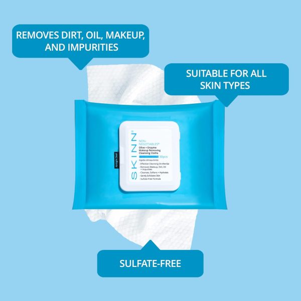 SKINN Facial Cleansing Makeup Remover Wipes - Hydrating Makeup Removing - Image 2