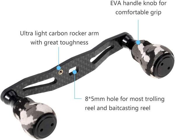 Lixada Carbon Fiber Fishing Reel Handle Baitcasting Trolling Reel Rocker - Image 3