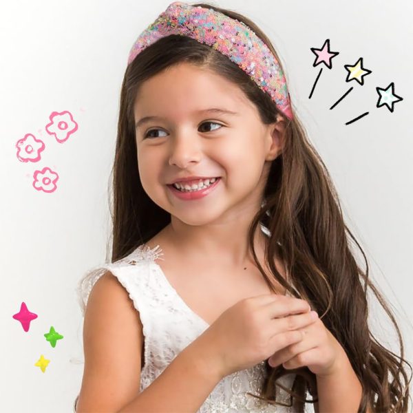 Headband for Girls Fancy Sequin Knotted Girls Headband, Cute Hair - Image 3