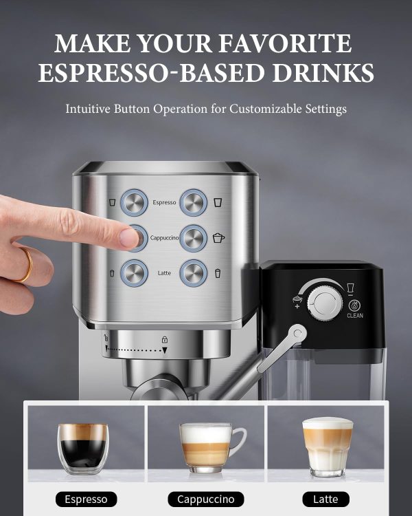 SHARDOR 20 Bar Espresso Machine with Automatic Milk Frother, Cappuccino - Image 2