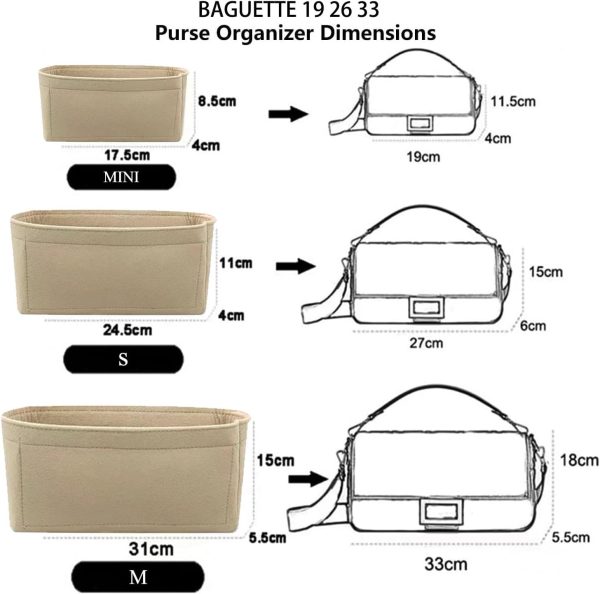 Chispee Softened Felt Purse Organizer Insert for Tote, Baguette, Longchamp - Image 2