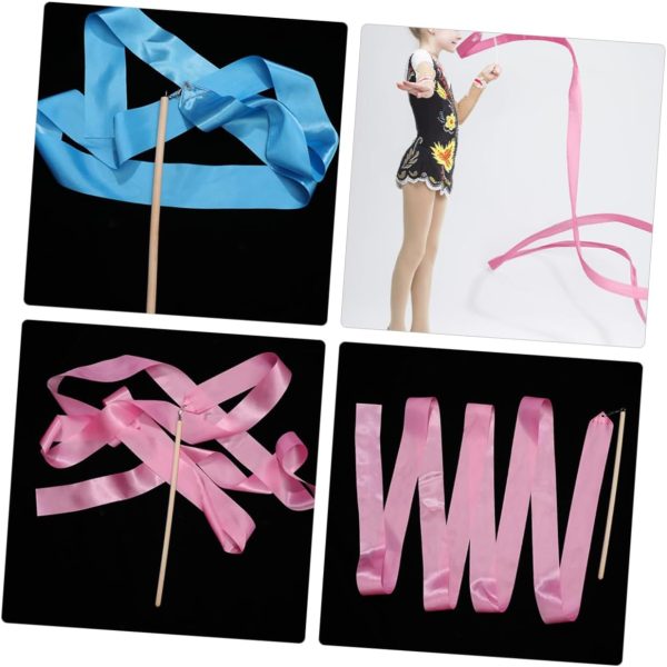 2pcs Ribbon Rod Dance Ribbons for Adults Ribbon Wand Wood Gymnastics - Image 4