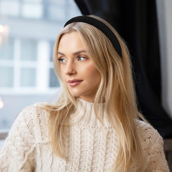 Black Velvet Headbands for Women Non Slip, Christmas Red Headband Thick - Image 4