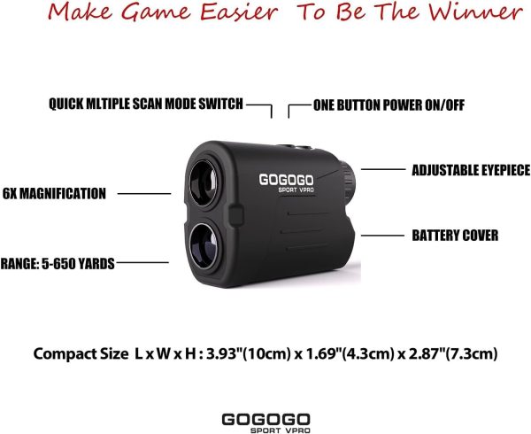 Gogogo Sport Vpro GS03 Laser Golf/Hunting Rangefinder, 1000/1200 Yards - Image 3