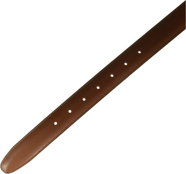 Perry Ellis Timothy Leather Men's Belt, 1.5" Width, Stitched Edges, Silver - Image 3