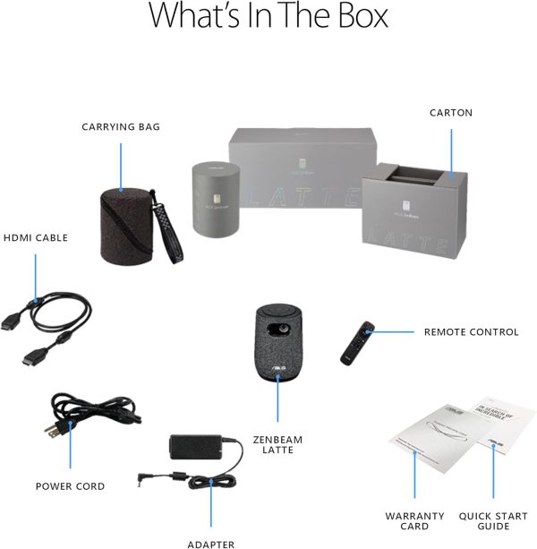 ASUS ZenBeam Latte L1 Portable Wi-Fi Projector- 300 Lumens Projector, - Image 7
