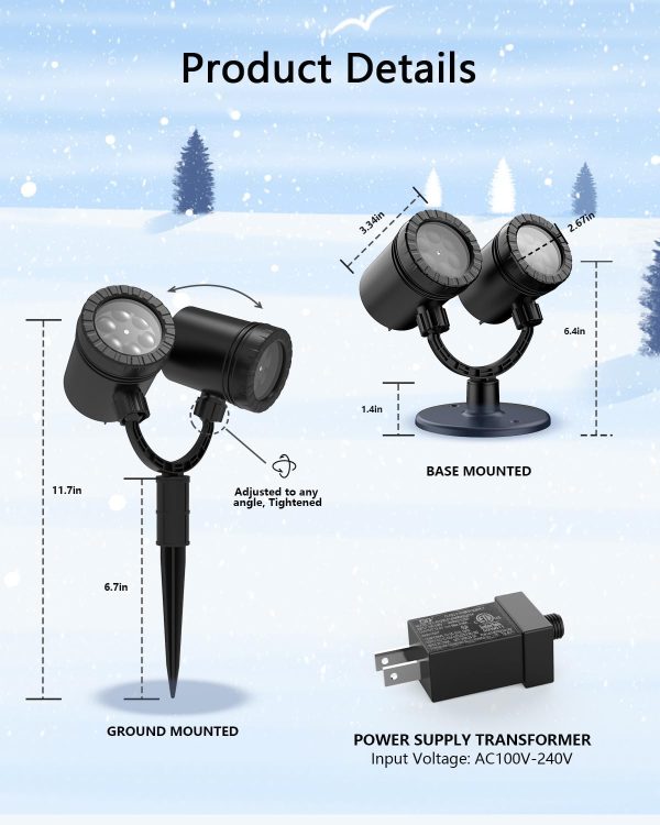 Christmas Snowflake Projector Lights Outdoor, 2024 New Model Dual-Head - Image 3