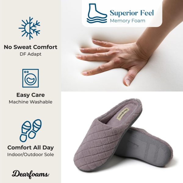 Dearfoams Women's Memory Foam Washable Leslie Clog House Slipper with Wide - Image 5