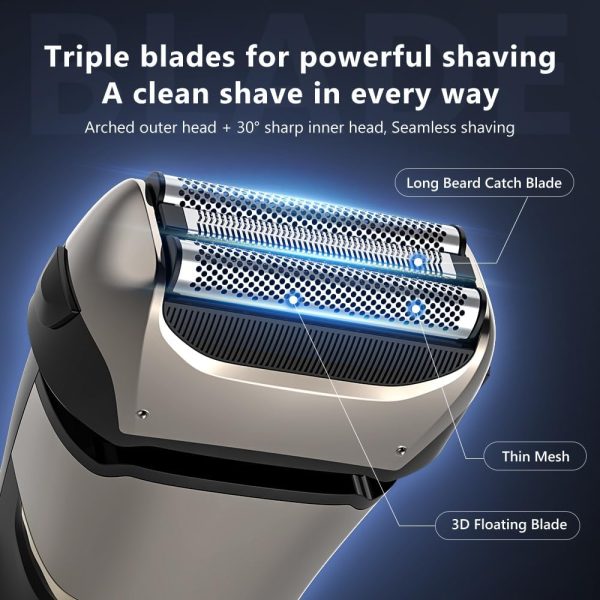 Sejoy Electric Razor for Men, Wet & Dry Foil Shaver with 3-Blade & Edge - Image 2