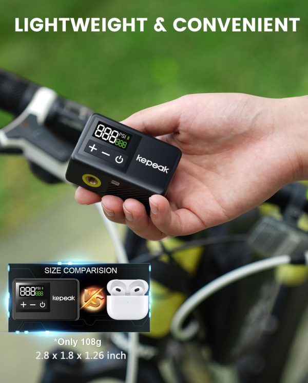 KEPEAK Mini Bike Pump, Bicycle Pump with Digital Pressure Gauge, Portable - Image 3