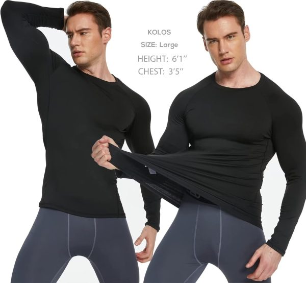 5 or 4 Pack Men's Thermal Compression Shirt Fleece Lined Long Sleeve - Image 2