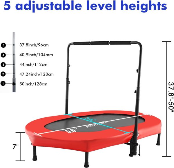 Kids Indoor Trampoline, ANCHEER 56" Foldable Mini Trampoline with 5 Level - Image 6