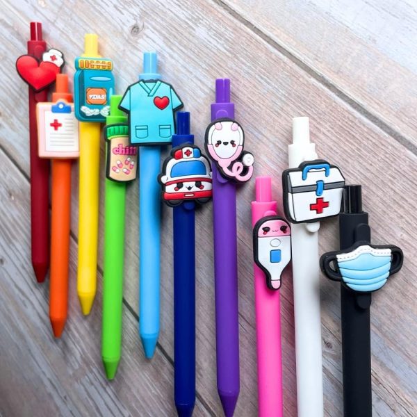 YJ PREMIUMS 10-Pack of Cute Nursing Pens with Heart, Syringe Designs in - Image 4