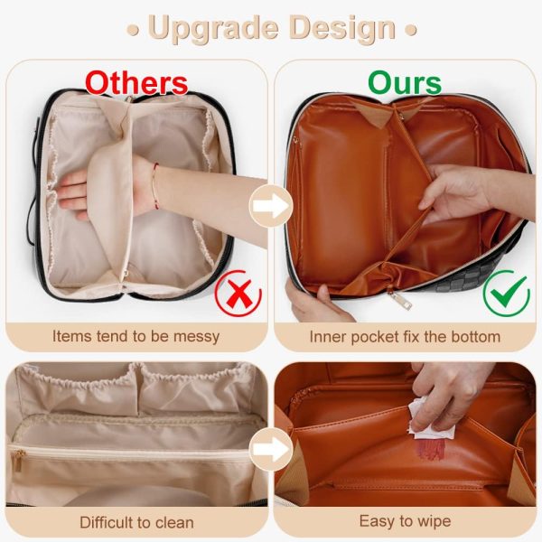Cessfle Large Capacity Travel Cosmetic Bag, Boho White Makeup Bag - Image 4
