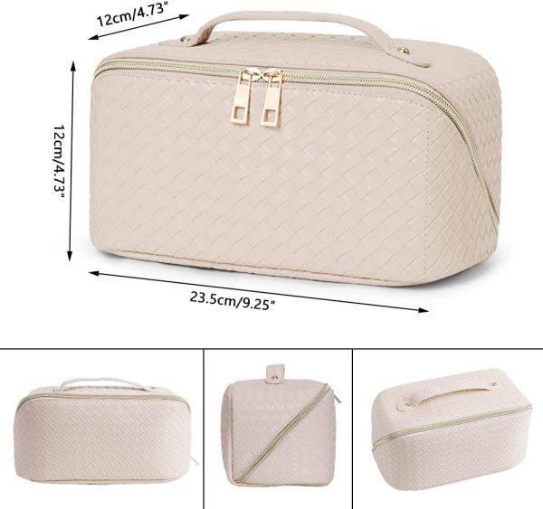 Cessfle Large Capacity Travel Cosmetic Bag, Boho White Makeup Bag - Image 8