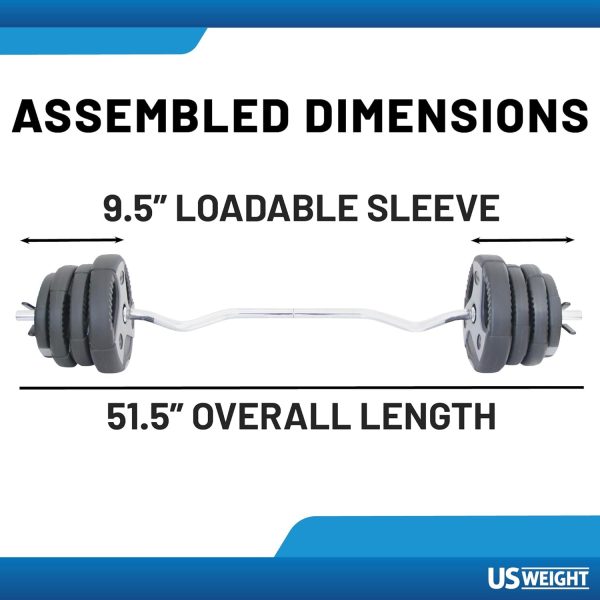 US Weight 60lb Curl Bar Weight Set with Spring Clips – Adjustable Workout - Image 4
