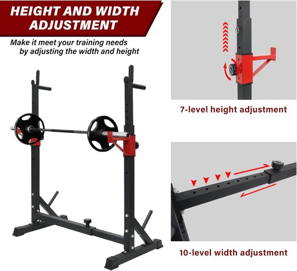 BESTHLS Adjustable Squat Rack Stand with Barbell Rack, Weight Plate Holder, - Image 6