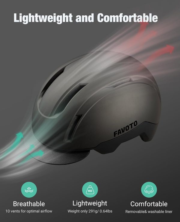 Favoto Adult Bike Helmet with Removable Visor - Lightweight Bicycle Helmet - Image 5