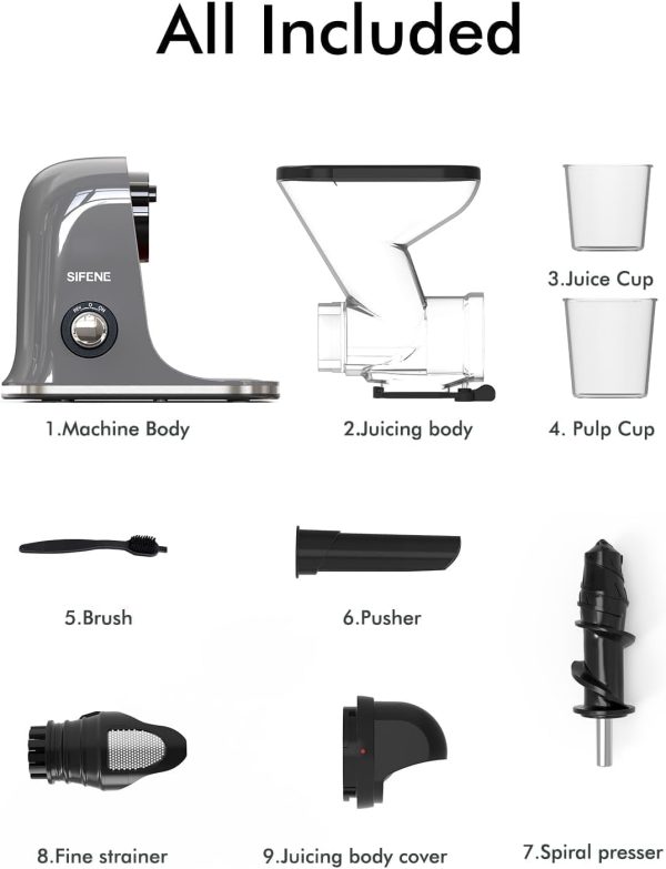 SiFENE Cold Press Juicer Machine, Compact Single Serve Slow Masticating - Image 8