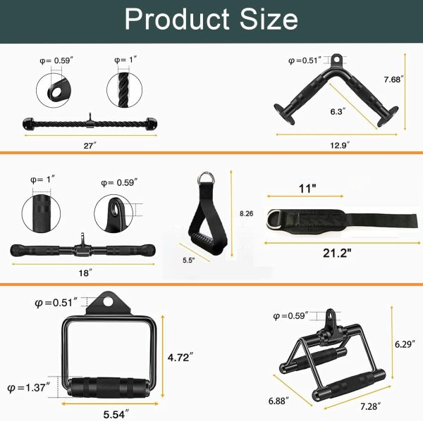 Solid Steel Cable Machine Accessories for Home Gym, Triceps Pull Down - Image 7