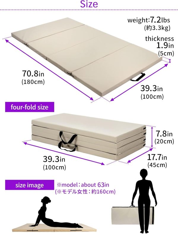 Gymnastics Mat Folding Stretch Mats 71"x39"x2" Exercise Muscle Training - Image 6