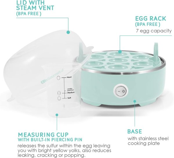 Elite Gourmet EGC115M Easy Egg Cooker Electric 7-Egg Capacity, Soft, - Image 2
