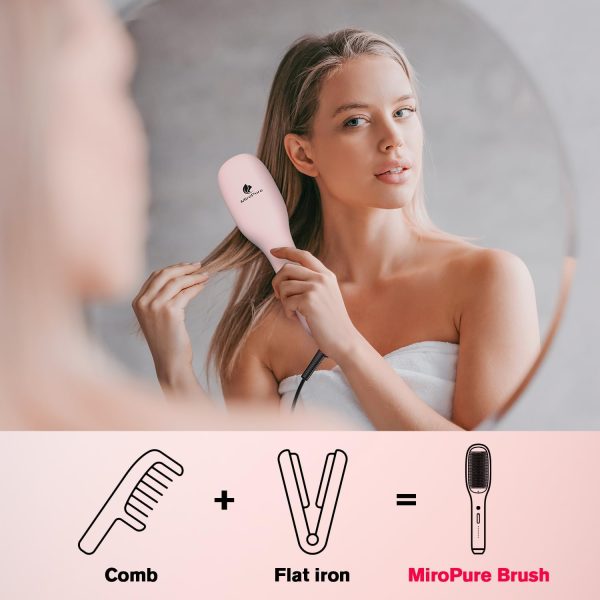 MiroPure Hair Straightener Brush, 10.3 inches x 2.3 inches, Pink, Ceramic, - Image 6