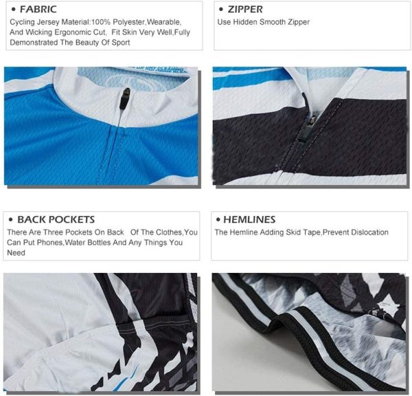 Mens Cycling Jersey Set,with 3 Pocket Short Sleeves Bike Shirt and Bicycle - Image 3