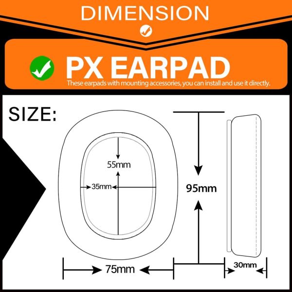PX Ear Pads - TRANSTEK Replacement Ear Cushion Compatible with Bowers & - Image 7