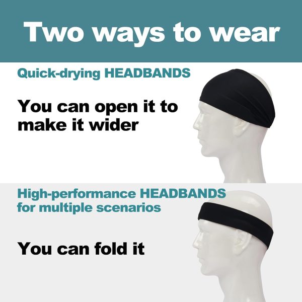 Running Headbands for Men（4 or 6 Pack, Mens Stretchy Headband for - Image 6