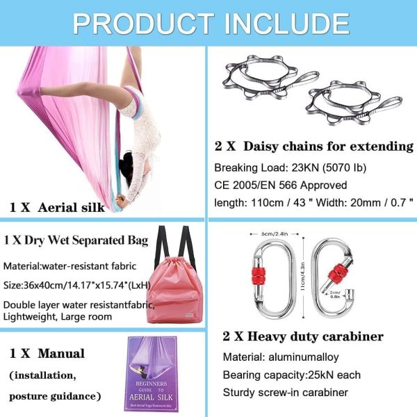 Aerial Silks Starter Kit 5M Yoga Swing for Home Aerial Yoga Hammock Trapeze - Image 6