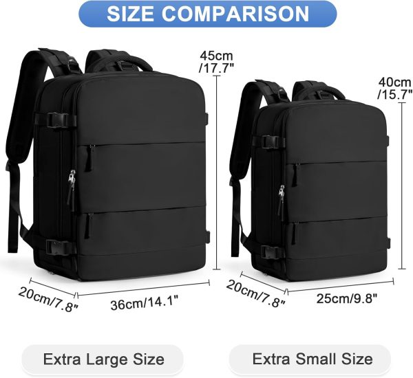coofay Large Black Travel Backpack Carry on Flight Approved Mochila De - Image 3