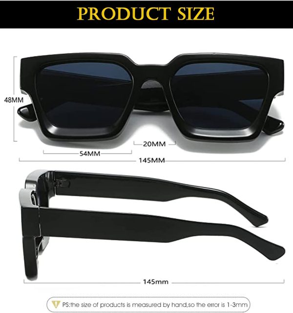 EYLRIM Thick Square Frame Sunglasses for Women Men Fashion Chunky Rectangle - Image 6