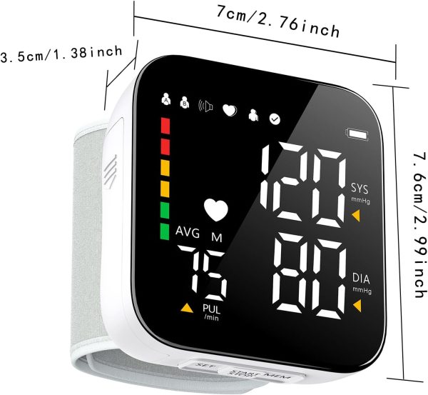 Blood Pressure Monitor Automatic Wrist BP Machine Large Backlit Display - Image 8