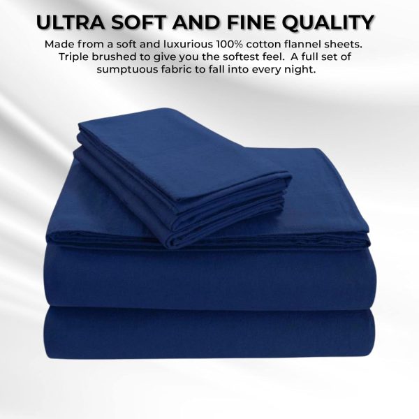 Tribeca Living Queen Luxury Solid Flannel Extra Deep Pocket Fitted Sheet, - Image 3