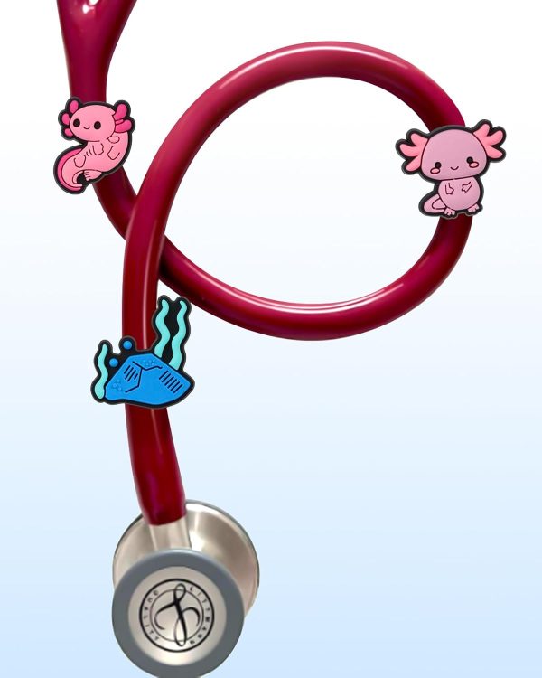 Plifal Stethoscope Charm Tag for Nurse - 5 Pieces Cute Axolotl Stethoscope - Image 2