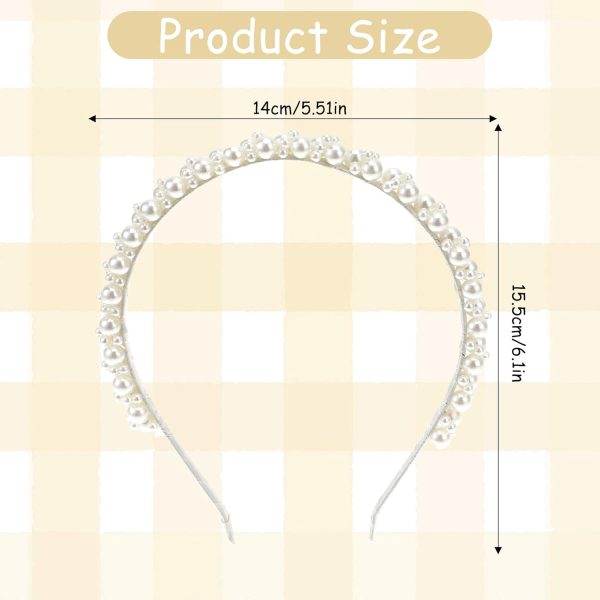 Pearl Headbands for Women Girls, Cute White Faux Pearl Bridal Headbands - Image 2