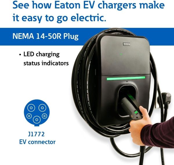 Eaton Electric Vehicle (EV) Charger Level 2 NEMA 14-50R Wall Mount Plug-in - Image 3