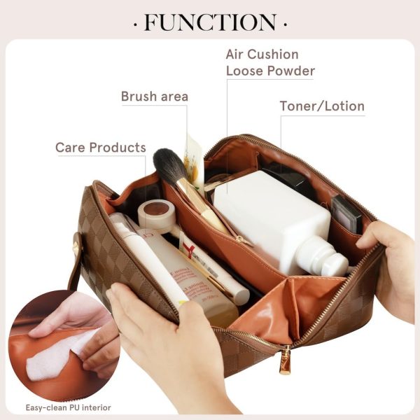 Large Capacity Checkered Makeup Bags Portable Travel Cosmetic Bags - Image 5
